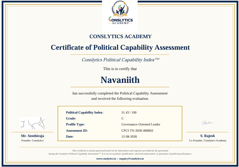 Official Certificate of Political Capability Assessment — Conslytics Political Capability Index